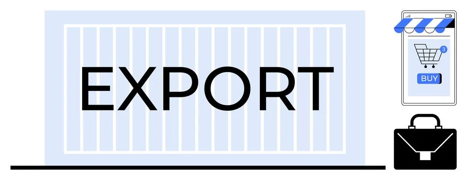 Export Business with E-commerce and Logistics Elements Illustrazione stock