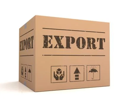Export cardboard box concept 3d illustration Stock Illustration