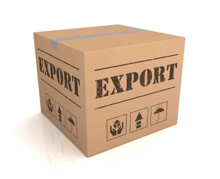 Export cardboard box concept  3d illustration Stock Illustration
