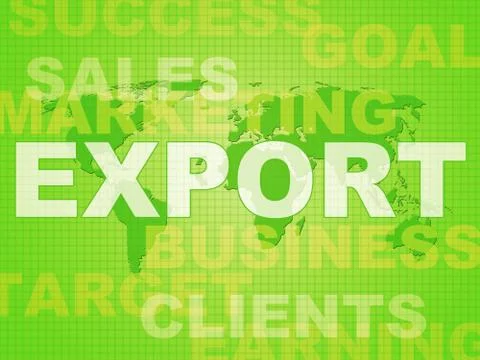 Export concept icon showing exportation of goods and products - 3d illustrati Stock-Illustration