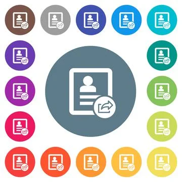 Export contact flat white icons on round color backgrounds Stock Illustration