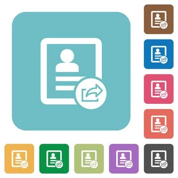 Export contact rounded square flat icons Stock Illustration