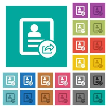 Export contact square flat multi colored icons Illustrazione stock