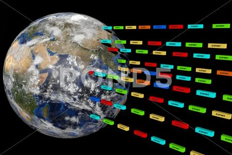 Export containers outwards from earth globe illustration Stock Illustration