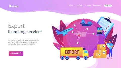 Export control concept landing page Stock Illustration