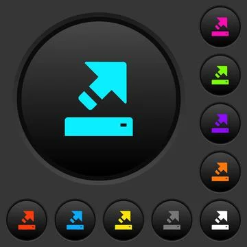 Export dark push buttons with color icons Illustrazione stock
