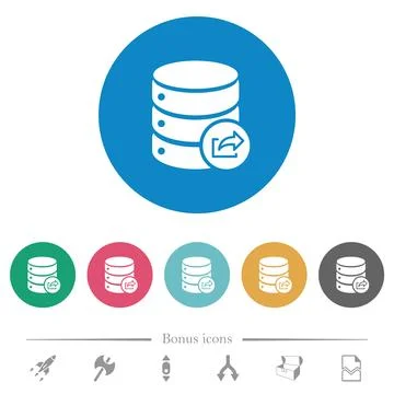 Export database flat round icons Stock Illustration