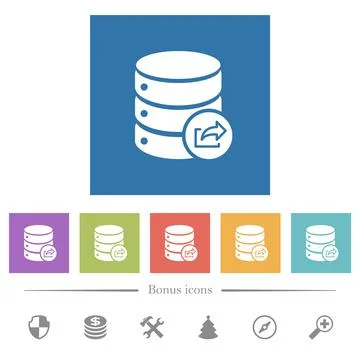 Export database flat white icons in square backgrounds 库存插图