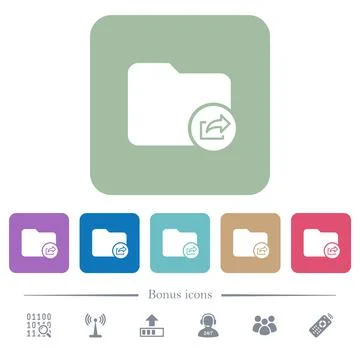 Export directory flat icons on color rounded square backgrounds Illustrazione stock