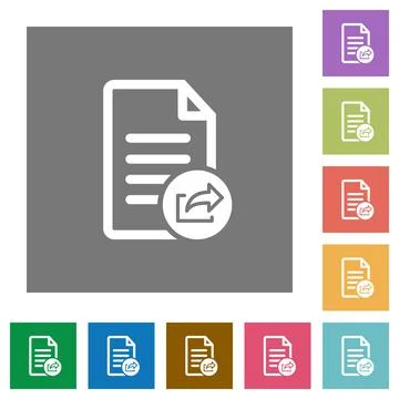 Export document square flat icons Illustrazione stock