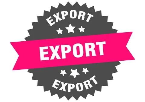 Export. export round pink label isolated on transparent background Stock Illustration