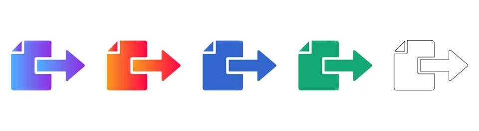 Export File Document Icons Set Stock Illustration