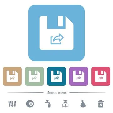 Export file flat icons on color rounded square backgrounds Stock Illustration