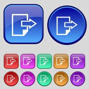 Export file icon. File document symbol. Set of colored buttons. Vector イラスト素材
