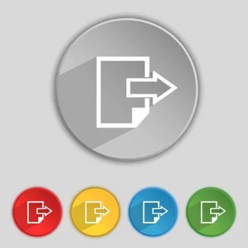 Export file icon. File document symbol. Set of colored buttons. Vector Stock Illustration