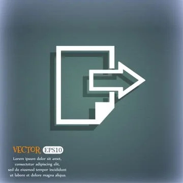 Export file icon. File document symbol. On the blue-green abstract background Illustrazione stock