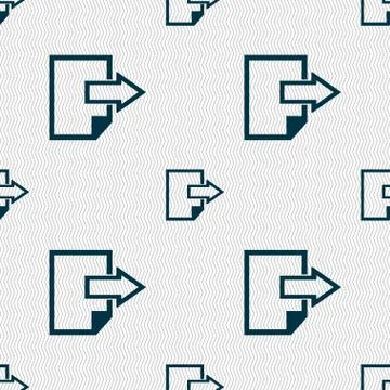 Export file icon. File document symbol. Seamless abstract background with geo Illustrazione stock