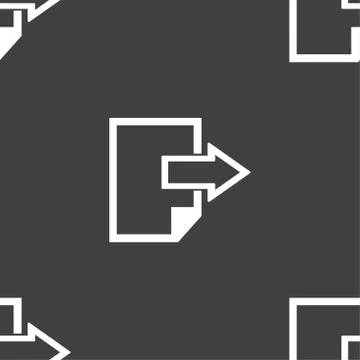 Export file icon. File document symbol. Seamless pattern on a gray background Stock Illustration
