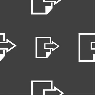 Export file icon. File document symbol. Seamless pattern on a gray background Stock Illustration