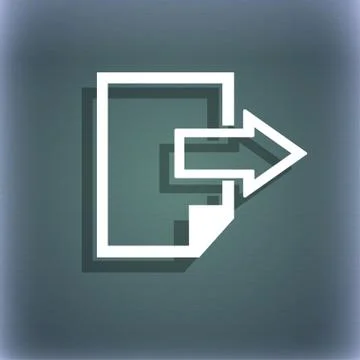 Export file icon. File document symbol. On the blue-green abstract background wi Illustrazione stock