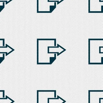 Export file icon. File document symbol. Seamless abstract background with geomet Illustrazione stock
