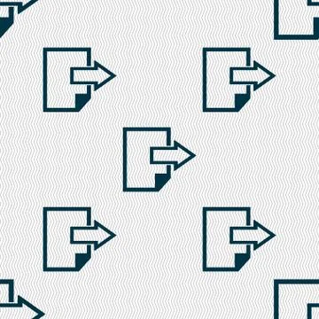 Export file icon. File document symbol. Seamless abstract background with geomet Illustrazione stock