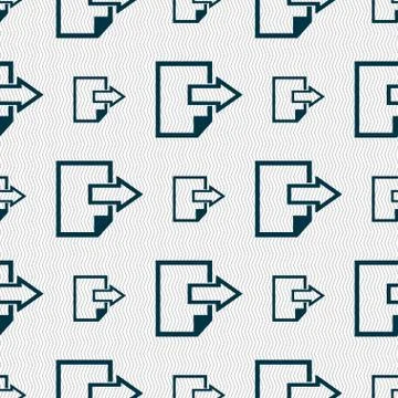 Export file icon. File document symbol. Seamless abstract background with geomet Illustrazione stock