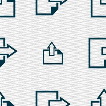 Export file icon. File document symbol. Seamless abstract background with geomet Illustrazione stock