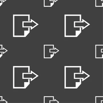 Export file icon. File document symbol. Seamless pattern on a gray background. Stock Illustration