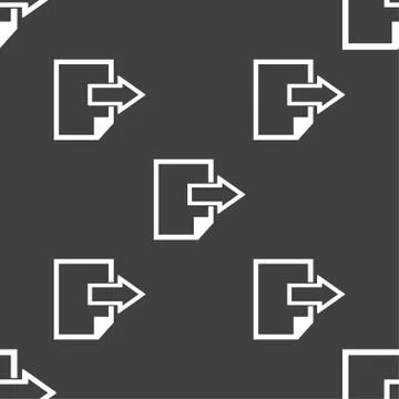 Export file icon. File document symbol. Seamless pattern on a gray background. Stock Illustration