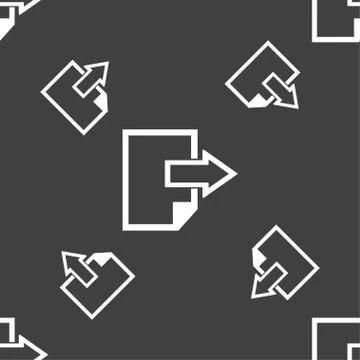 Export file icon. File document symbol. Seamless pattern on a gray background. Stock Illustration