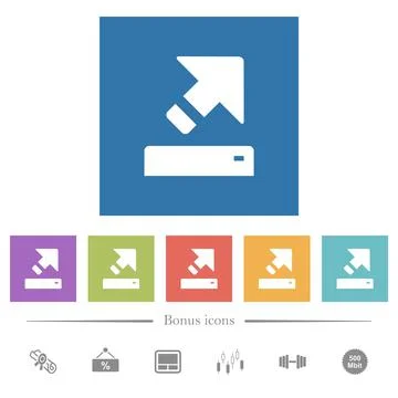 Export flat white icons in square backgrounds Stock Illustration