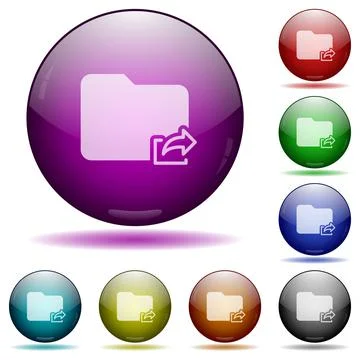 Export folder glass sphere buttons Stock Illustration