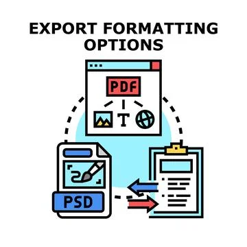 Export formatting options for digital document conversion Illustrazione stock