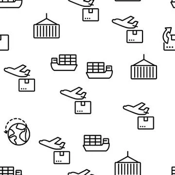 Export Global Logistic Vector Seamless Pattern Stock Illustration