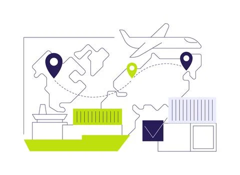 Export of goods abstract concept vector illustration. Illustrazione stock