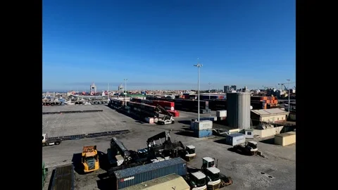 Export Goods Being Loaded onto Cargo Ships Stock Footage 287561408