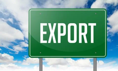 Export on Green Highway Signpost. Stock Illustration
