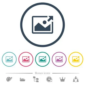 Export image flat color icons in round outlines Illustrazione stock