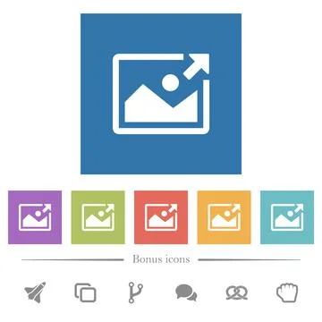 Export image flat white icons in square backgrounds Stock Illustration