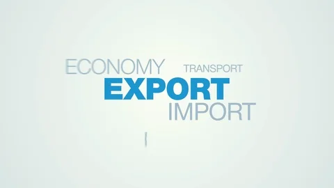 Export import economy freight global word cloud apear on the white blue gradient Stock Footage 100428360