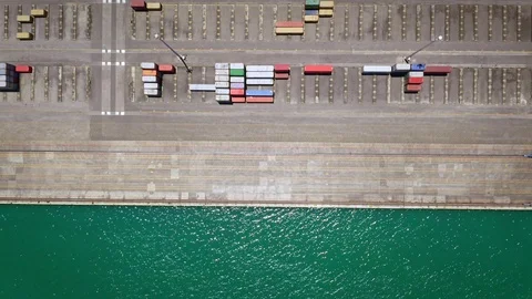 Export Import Logistic Business Transportation Concept. Overhead View of Carg Stock Footage 113479117