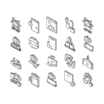 Export Import Logistic Collection isometric icons set vector Stock Illustration