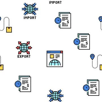 Export Import Logistic Vector Seamless Pattern Stock Illustration