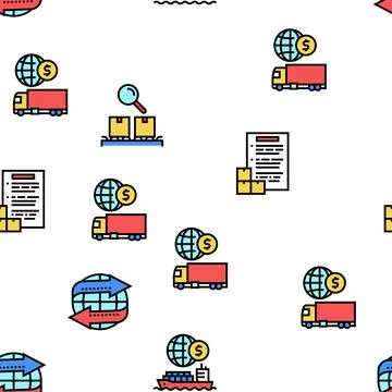 Export Import Logistic Vector Seamless Pattern Stock Illustration