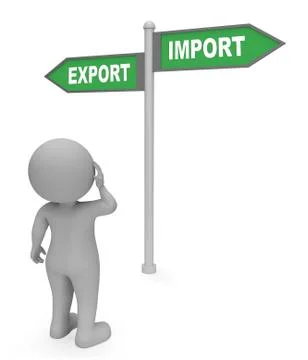 Export Import Sign Shows Trading Abroad 3d Rendering Stock Illustration