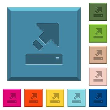 Export with inner arrow engraved icons on edged square buttons Illustrazione stock