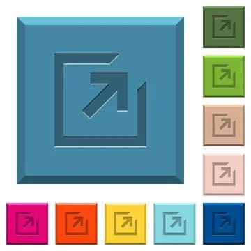 Export with inner arrow engraved icons on edged square buttons Illustrazione stock