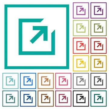 Export with inner arrow flat color icons with quadrant frames Illustrazione stock
