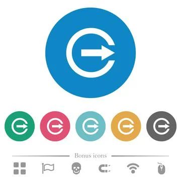 Export with inner arrow flat round icons Stock Illustration